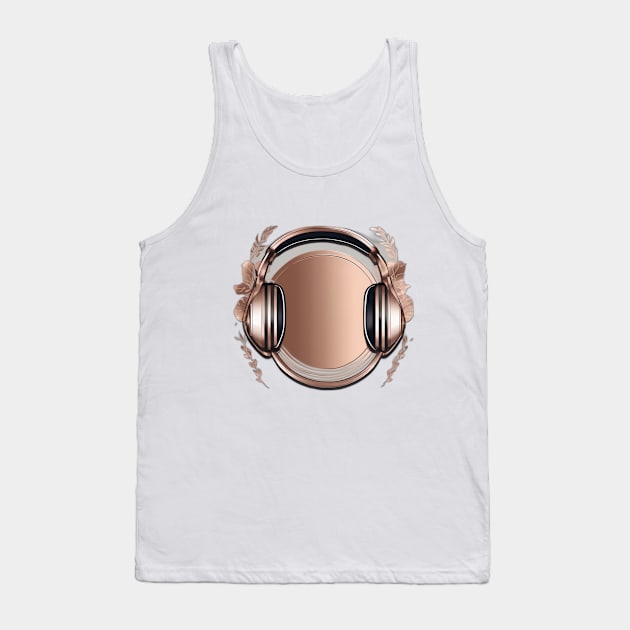 Headphone Rose Gold Shadow Silhouette Anime Style Collection No. 399 Tank Top by cornelliusy